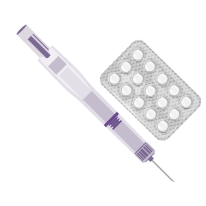 Illustration-of-a-syringe-next-to-a-blister-pack-of-pills